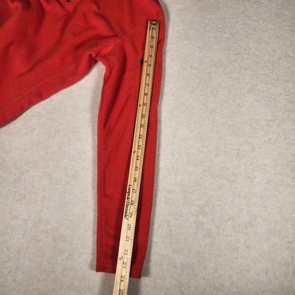 Orvis Trout Bum Fleece Pullover Top Quarter Zip Orange Waffle Knit Grid Fleece S - Picture 6 of 8